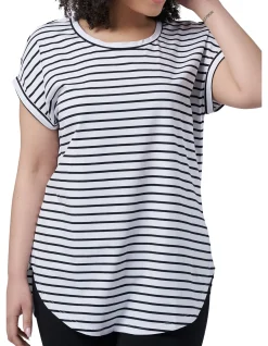 INDIGO TONIC - LAUREN LONGLINE STRIPE TEE
