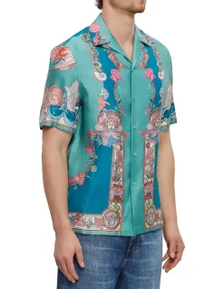 INFORMAL SHIRT SILK TWILL CORAL THEATRE PRINT