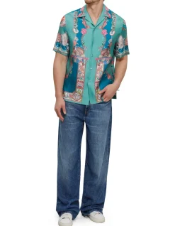 INFORMAL SHIRT SILK TWILL CORAL THEATRE PRINT