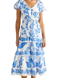 IRIS TIERED RUFFLE MIDI DRESS
