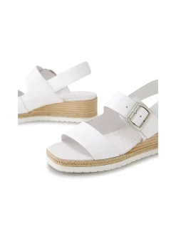 Issy Buckled Leather Wedge Sandals