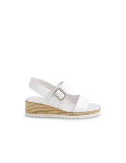 Issy Buckled Leather Wedge Sandals