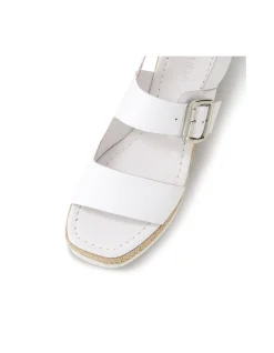 Issy Buckled Leather Wedge Sandals