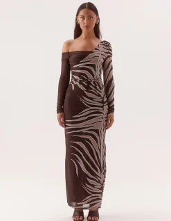 Ivelle Off Shoulder Long Sleeve Maxi Dress