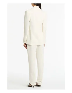 Ivory Crepe Jewel Button Shawl Collar Jacket