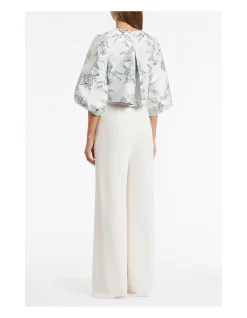 Ivory Crepe High Waisted Palazzo Pant