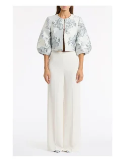 Ivory Crepe High Waisted Palazzo Pant