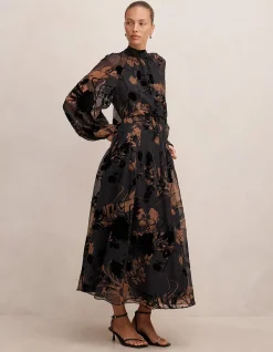 JANELLE VELVET BURNOUT MAXI DRESS