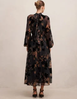 JANELLE VELVET BURNOUT MAXI DRESS