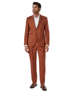 JB RUST COTTON LINEN NOTCH LAPEL JACKET