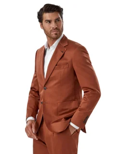 JB RUST COTTON LINEN NOTCH LAPEL JACKET