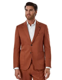 JB RUST COTTON LINEN NOTCH LAPEL JACKET