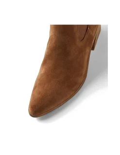 Jennibee Suede Block Heel Chelsea Boots