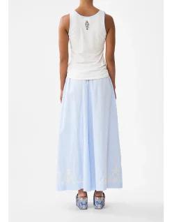 JERSEY SCOOP NECK TANK TOP - WHITE/BLUE