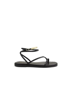 JIMENA Strappy Ankle Wrap Leather Sandals