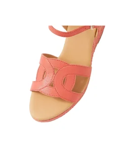 Jippet Coral Leather Wedge Sandals