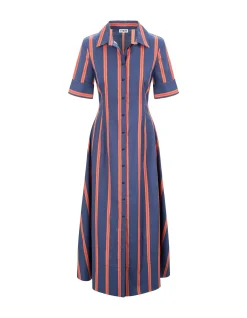 Joan Striped Cotton Poplin Maxi Shirt Dress