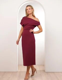 JOQUIL OFF SHOULDER MIDI DRESS