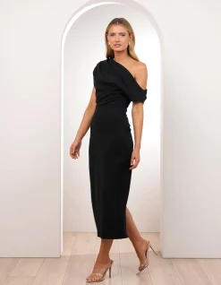 JOQUIL OFF SHOULDER MIDI DRESS