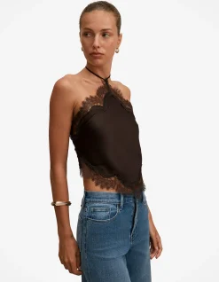 JOVIE HALTER NECK LACE TOP