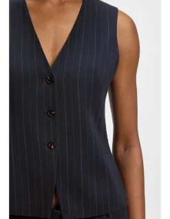 Julinia Single-breasted Waistcoat with Pinstripe