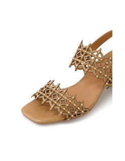 Jully Laser Cut Block Heel Sandals