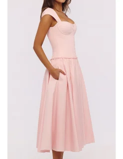 KAIA'CAP SLEEVE MIDI DRESS