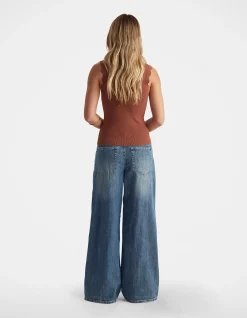 Kai Scallop Ribbed V Neck Tank Top