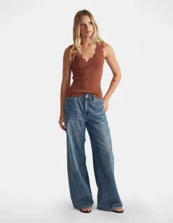 Kai Scallop Ribbed V Neck Tank Top