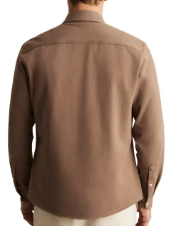 KAPPO LONG SLEEVE BUTTON THROUGH SOFT TWILL SHIRT