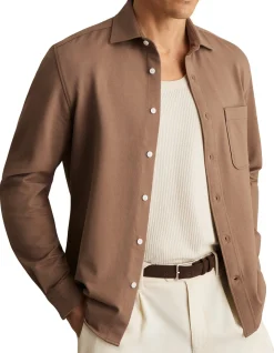 KAPPO LONG SLEEVE BUTTON THROUGH SOFT TWILL SHIRT