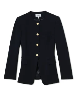 Kate Crest Button Collarless Jacket