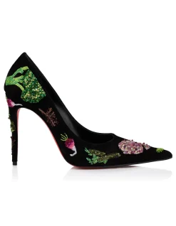 KATE MAX VEGGIE 100MM VEAU VELOURS BRODE BLACK