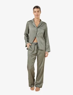 KIENNA GEO PRINTED SILKY SATIN PJ SET
