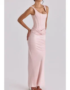 'KIRA'SATIN GATHERED MAXI DRESS
