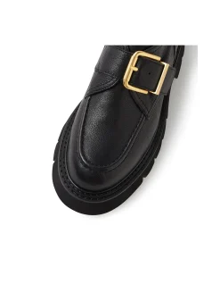 Kivia Gold Buckle Chunky Sole Loafers