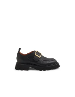 Kivia Gold Buckle Chunky Sole Loafers