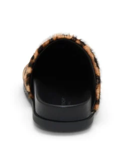 Label Leopard Pony Effect Flat Mules