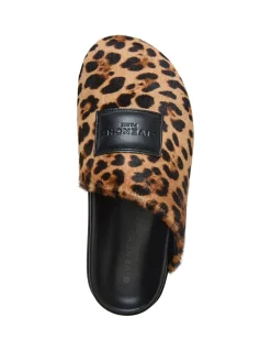 Label Leopard Pony Effect Flat Mules