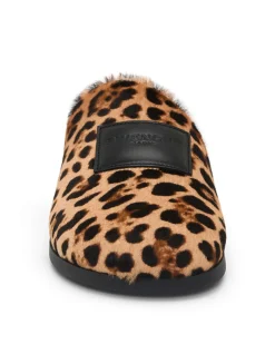 Label Leopard Pony Effect Flat Mules