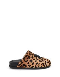 Label Leopard Pony Effect Flat Mules