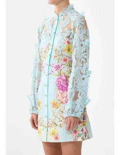 LACE SLEEVE MINI DRESS