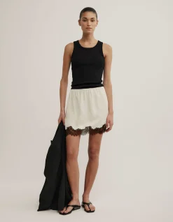 Lace Trim Mini Skirt