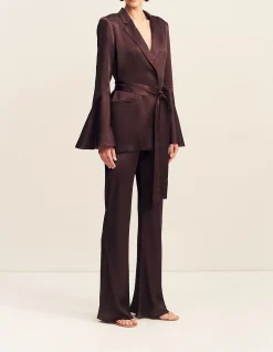 La Lune Flared Sleeve Belted Blazer