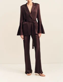 La Lune Flared Sleeve Belted Blazer