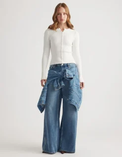 LANA SCALLOP BUTTON TOP