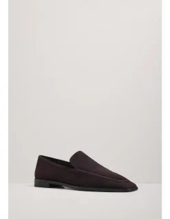 Lane Square-Toe Suede Block Heel Loafer