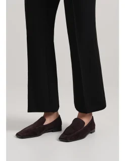 Lane Square-Toe Suede Block Heel Loafer