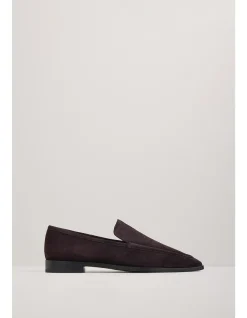 Lane Square-Toe Suede Block Heel Loafer