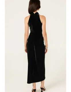 LAVISH COWL DRESS IN BLACK